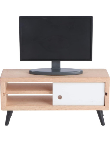 Mini Televisor y Mueble para Casa de Muñecas NUOBESTY
