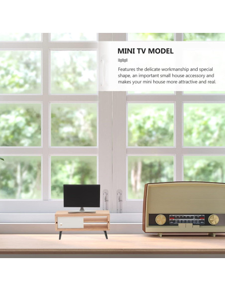 Mini Televisor y Mueble para Casa de Muñecas NUOBESTY