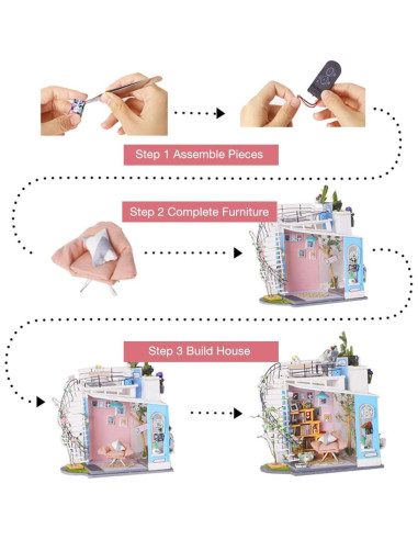 Kit Casa de Muñecas Miniatura ROLIFE DG12 con Luz LED