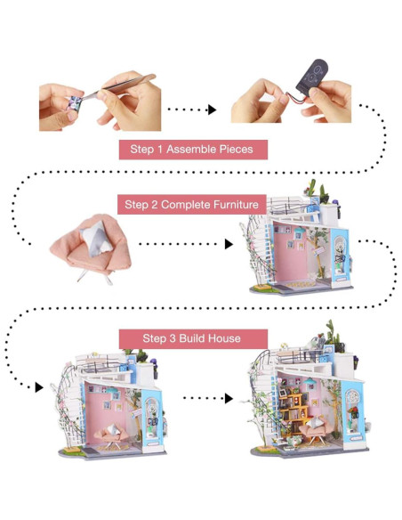 Kit Casa de Muñecas Miniatura ROLIFE DG12 con Luz LED