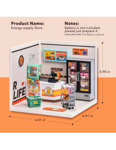 Kit Casa de Muñecas Miniatura ROBOTIME con LED 16x16 cm 2