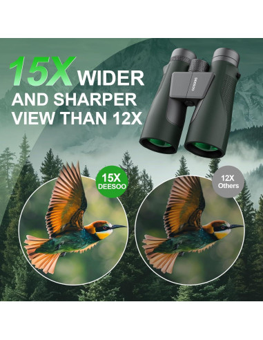 Binoculares Deesoo 15x56 HD Impermeables para Caza Verde