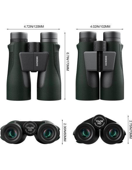 Binoculares Deesoo 15x56 HD Impermeables para Caza Verde