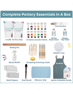 Kit de Cerámica BeadHub 2 kg con Pinturas y Herramientas 2