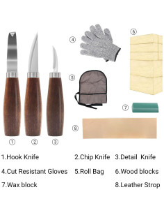 Kit de Tallado en Madera Cor cordium WC-01 con 3 Cuchillos 2