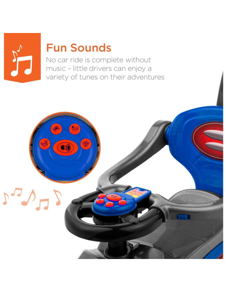 Coche 3-en-1 para Niños Mejor Opción Azul - Andador y Empuje