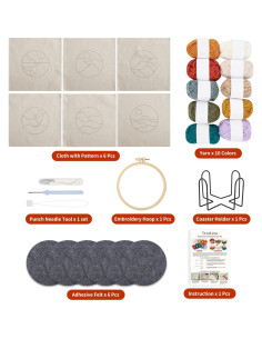 Kit de Posavasos Punch Needle Temlum para Principiantes 2