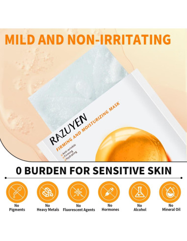 Mascarillas Faciales RAZUYEN Reafirmantes e Hidratantes 10 Pzas