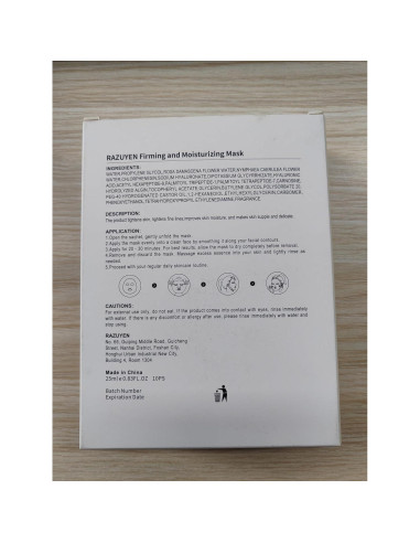 Mascarillas Faciales RAZUYEN Reafirmantes e Hidratantes 10 Pzas