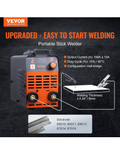 VEVOR Soldador de Varilla 140A Portátil 2 en 1 MMA/TIG 2