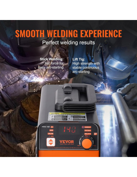 VEVOR Soldador de Varilla 140A Portátil 2 en 1 MMA/TIG