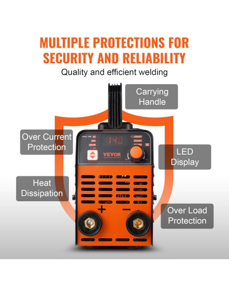 VEVOR Soldador de Varilla 140A Portátil 2 en 1 MMA/TIG