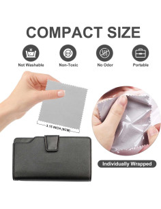 Paño de Limpieza de Joyería SEVENWELL 50pcs Gris 8x8cm 2