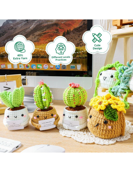 Kit de Crochet Imcrasy | 6 Plantas en Macetas | Tutoriales