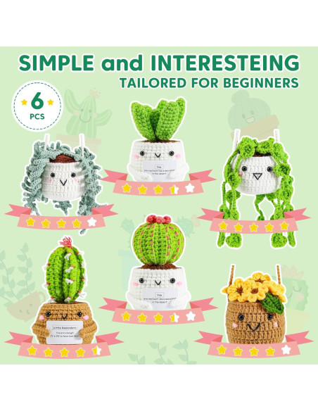 Kit de Crochet Imcrasy | 6 Plantas en Macetas | Tutoriales