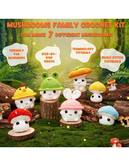 Kit de Crochet MAGIMUSE Familia de Hongos para Principiantes