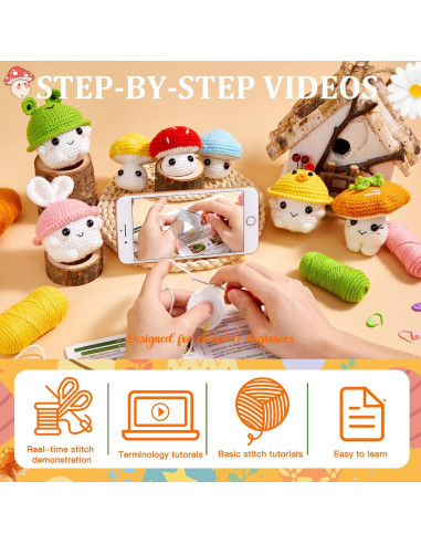Kit de Crochet MAGIMUSE Familia de Hongos para Principiantes