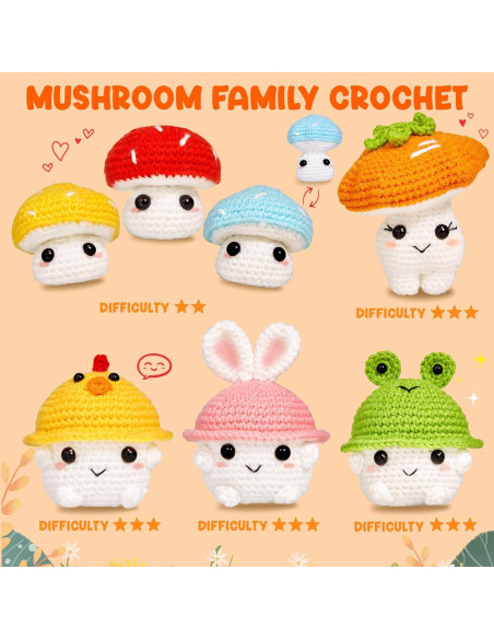 Kit de Crochet MAGIMUSE Familia de Hongos para Principiantes