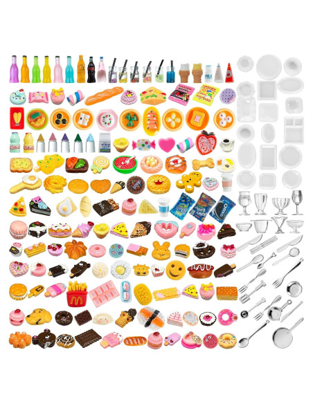 200 Piezas Miniaturas de Comida y Bebida para Casa de Muñecas