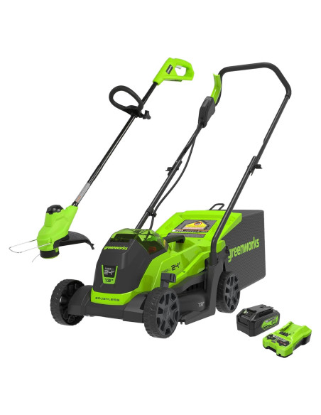 Cortadora de Césped Greenworks 24V 33 cm + Desmalezadora 25 cm