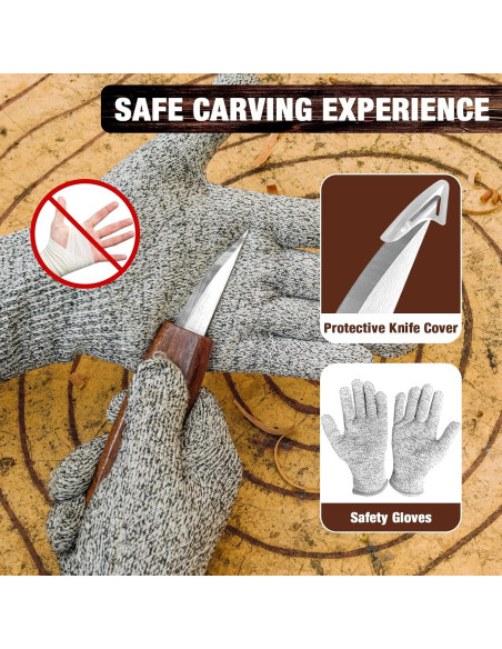 Kit de Tallado en Madera K KERNOWO 23 Piezas con Guantes