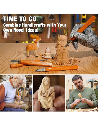 Kit de Tallado en Madera K KERNOWO 23 Piezas con Guantes