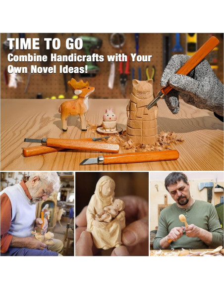 Kit de Tallado en Madera K KERNOWO 23 Piezas con Guantes