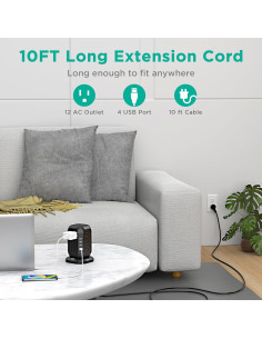 Torre Regletas AiJoy 12 Salidas AC 4 USB Carga Rápida 2