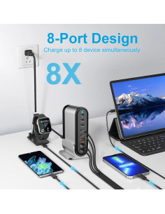 Cargador USB C 285W 8 Puertos - Estación de Carga Rápida 2