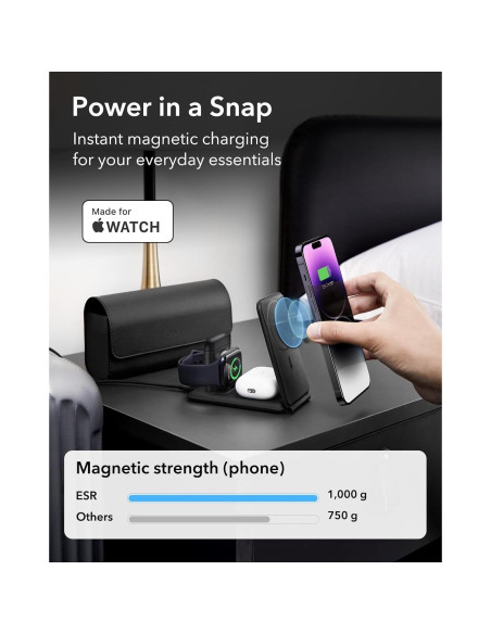 Cargador 3 en 1 ESR Magsafe para iPhone y Apple Watch