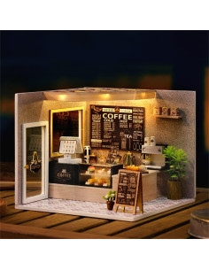 Casa de Muñecas Miniatura DIY Cuteroom Cafetería Tranquila 2
