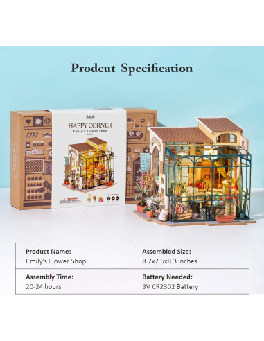 Rolife Kit Casa de Muñecas DIY Tienda de Flores 22x19x21 cm