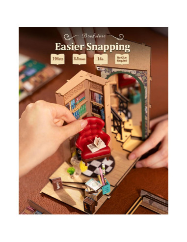 Rolife Kit DIY Nook de Libros 3D con Luces LED 19.8x11.4 cm