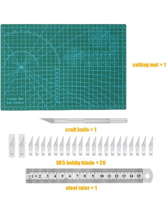 Alfombrilla de Costura Jneoace A4 + Kit de Cuchillo Preciso 2