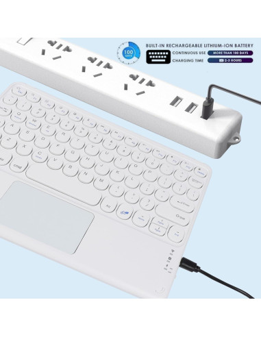 Teclado Bluetooth Dtobhars 10" con Trackpad Blanco