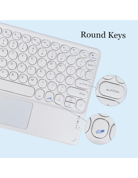 Teclado Bluetooth Dtobhars 10" con Trackpad Blanco Teclado Bluetooth Dtobhars 10" con Trackpad Blanco