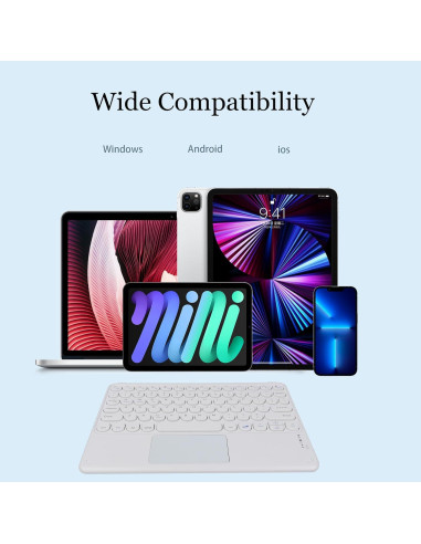 Teclado Bluetooth Dtobhars 10" con Trackpad Blanco