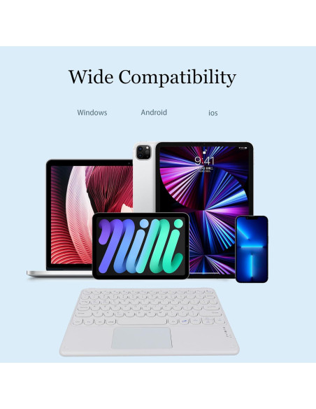 Teclado Bluetooth Dtobhars 10" con Trackpad Blanco Teclado Bluetooth Dtobhars 10" con Trackpad Blanco