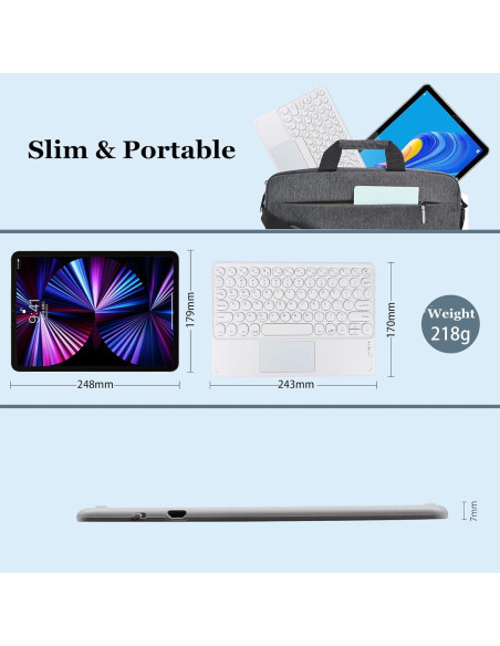 Teclado Bluetooth Dtobhars 10" con Trackpad Blanco Teclado Bluetooth Dtobhars 10" con Trackpad Blanco