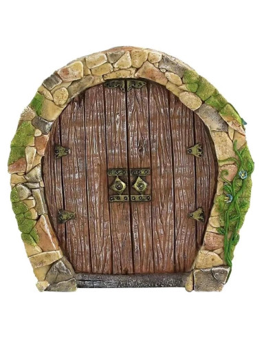 Puerta de Hada Miniatura Jinshining 3D Marrón para Jardín