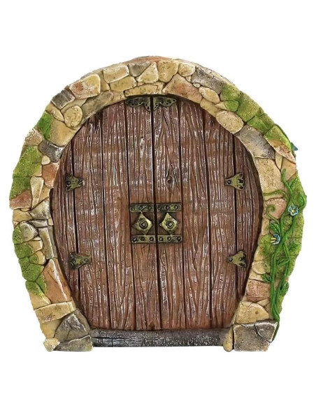 Puerta de Hada Miniatura Jinshining 3D Marrón para Jardín