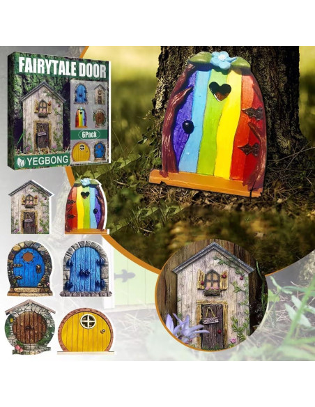 Puerta de Hada Miniatura Jinshining 3D Marrón para Jardín