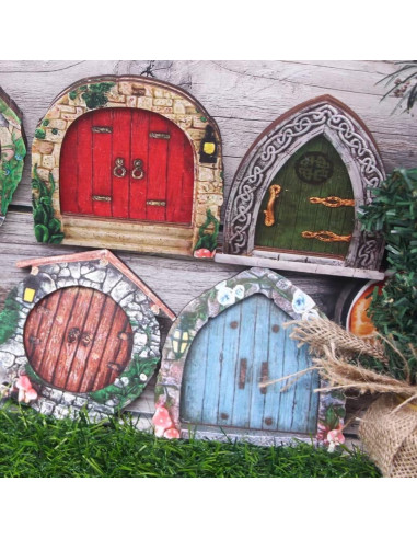 Puerta de Hada Miniatura Jinshining 3D Marrón para Jardín