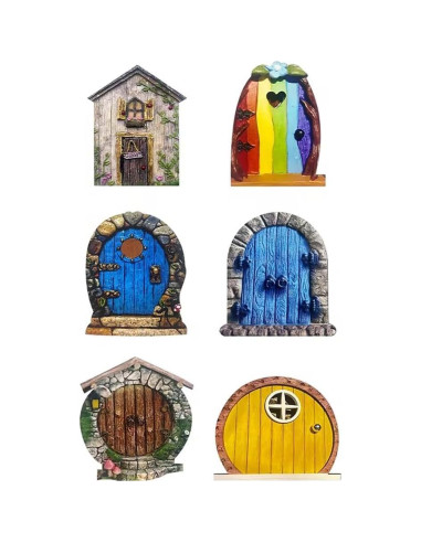 Puerta de Hada Miniatura Jinshining 3D Marrón para Jardín