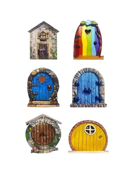 Puerta de Hada Miniatura Jinshining 3D Marrón para Jardín