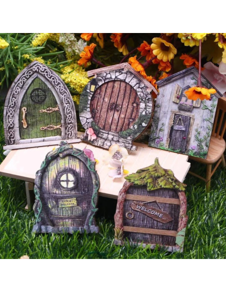 Puerta de Hada Miniatura Jinshining 3D Marrón para Jardín
