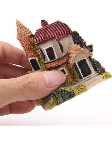 HAPYLY 4PCS Casa Miniatura Jardín Resina Decoración Hogar