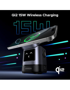 Cargador Inalámbrico UGREEN Uno Qi2 15W Ajustable 2-en-1 2