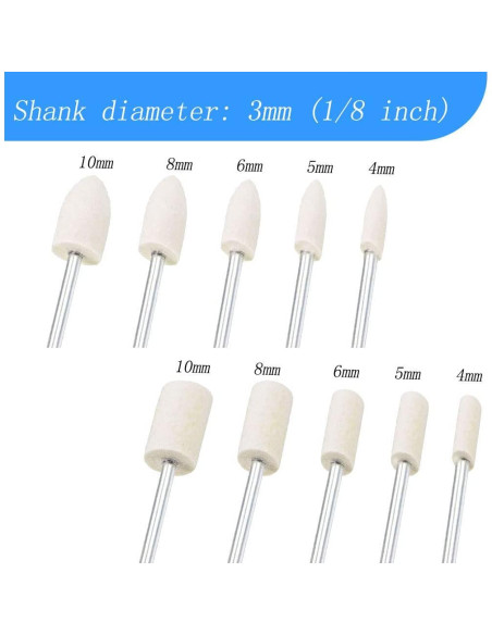 100 Piezas Ruedas de Pulido de Fieltro Luo Ke 4-10mm