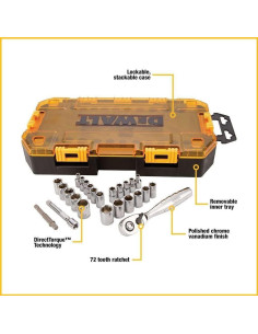 Juego de Enchufes DEWALT 25 Piezas SAE y Métrico DWMT73805 2